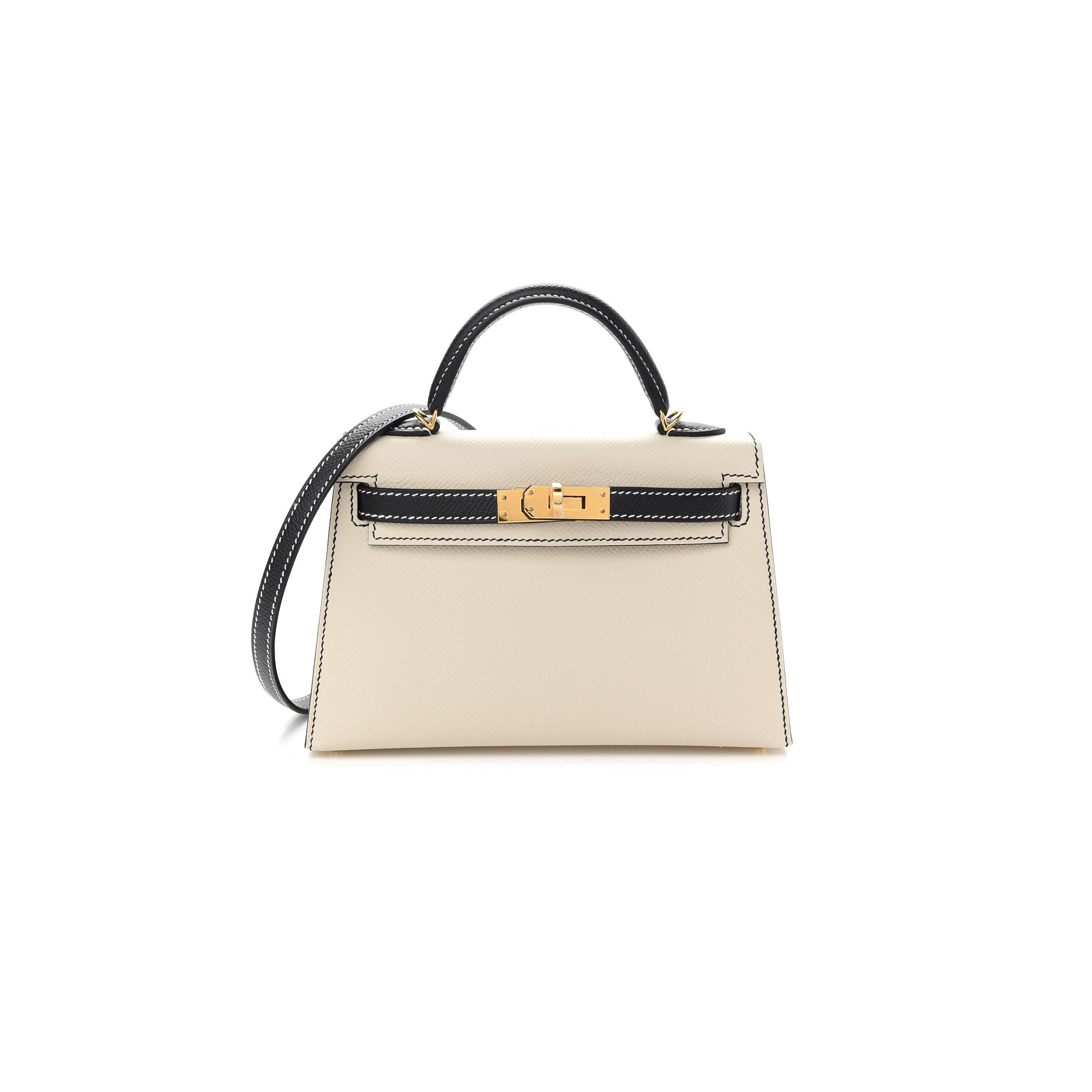 H**mes epsom horseshoe mini kelly ii craie black (19*12*5.5cm)